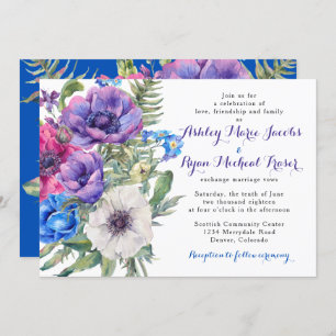 Colourful Anemone Flower Floral Wedding Invitation