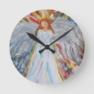 Colourful Angel Round Clock