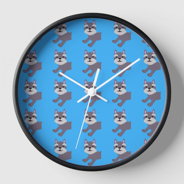 Colourful Animal Pattern on Blue Background Clock (Front)