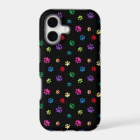 Colourful Animal Paw Prints on Black
