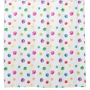 Colourful Animal Paw Prints Shower Curtain