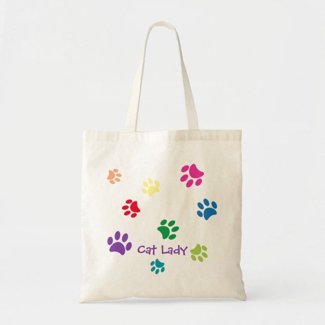 Colourful Animal Paw Prints Tote Bag (Front)