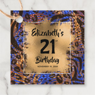 Colourful Animal Print 21st Birthday Personalised Favour Tags