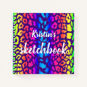 Colourful Animal Print Abstract Name Sketchbook Notebook