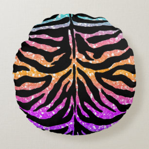 Colourful Animal Print & Paw Texture Round Cushion