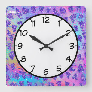 Colourful Animal Print Square Wall Clock