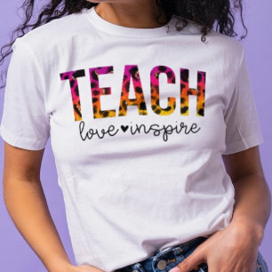 Colourful Animal Print Teach, Love and Inspire  T-Shirt