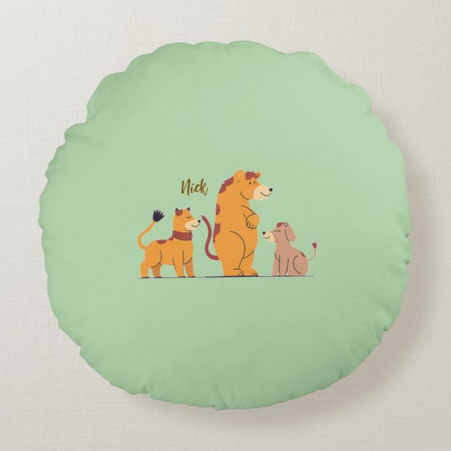 Colourful Animal Print Throw Pillow (Front)
