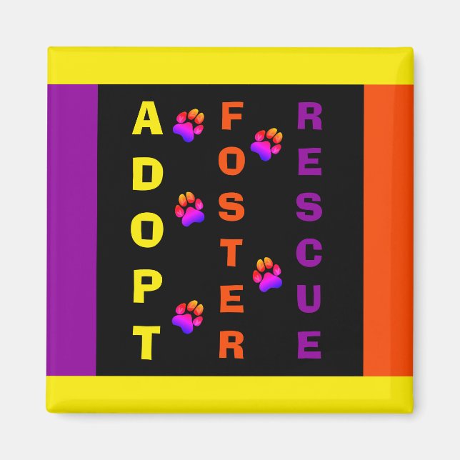 Colourful Animal Rescue and Pet Adoption Magnet (Front)