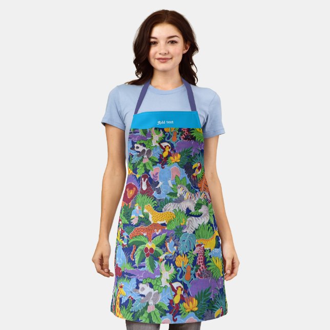 Colourful Animated Safari Animals Apron (Worn)