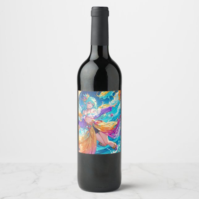 Colourful/anime/cartoon  wine label (Front)