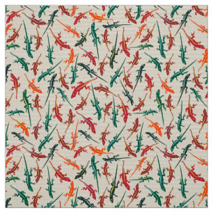 Colourful Anole Lizards Ditsy Pattern Fabric