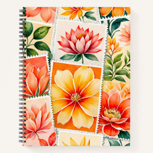 Colourful Antique Stamp Art Spiral Notebook