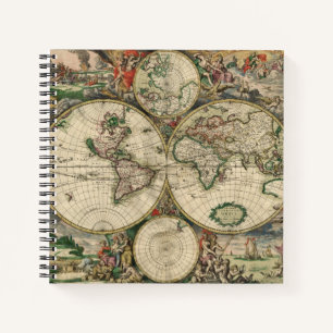 Colourful Antique World Map Notebook