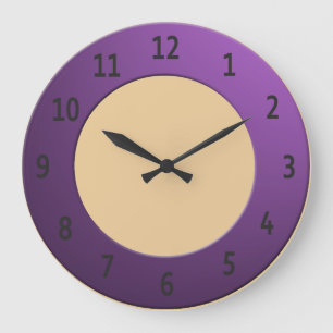 Colourful any Colour Black Digits on Purple Frame Large Clock