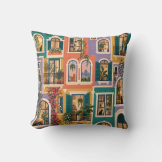 Colourful Apartment Windows Cosy Life Cushion