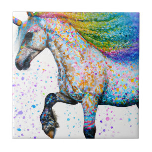 Colourful Appaloosa Unicorn Ceramic Tile