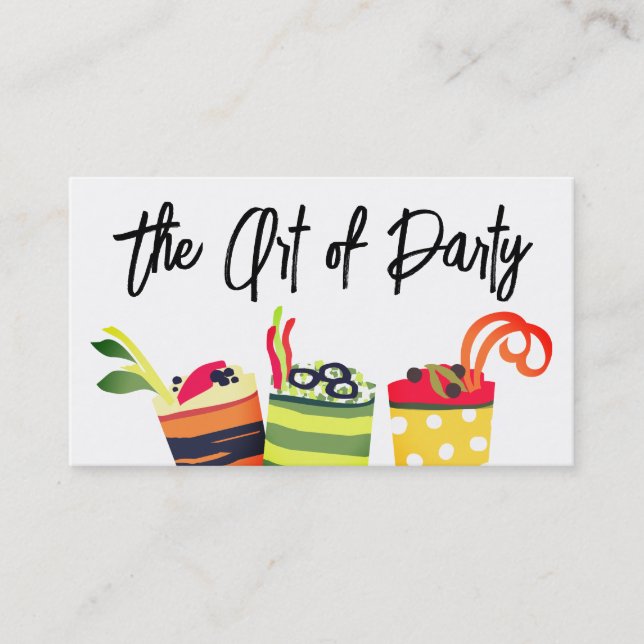 colourful appetizers chef catering business card.. business card (Front)