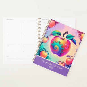Colourful apple for 1st grade teacher 2026 planner