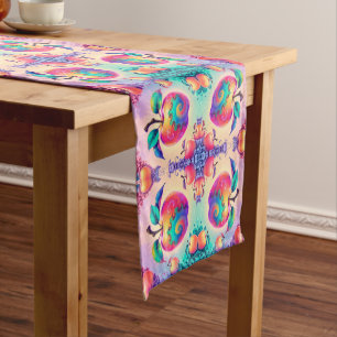 Colourful apple short table runner
