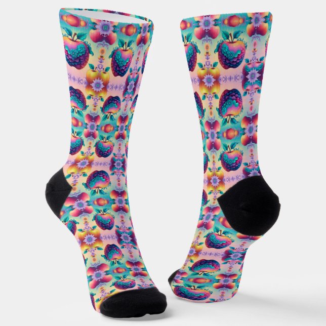 Colourful apple socks (Angled)