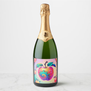 Colourful apple sparkling wine label
