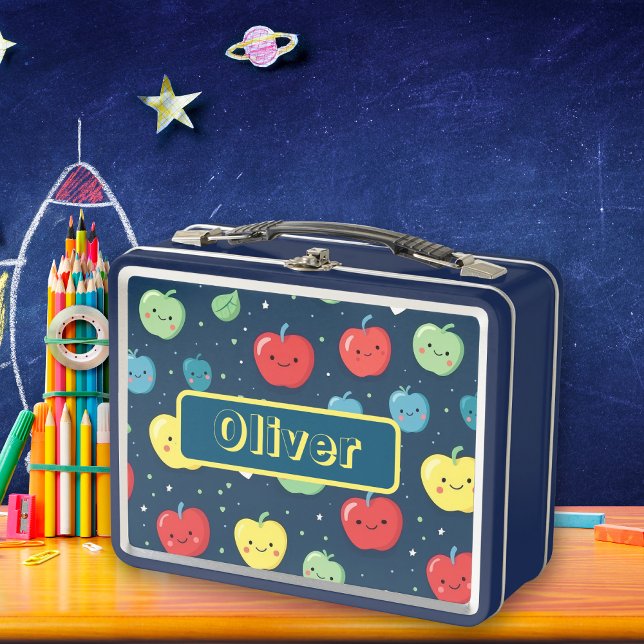 Colourful Apples fruit personalised name Metal Lunch Box (Colorful Apples fruit personalized name Metal Lunch Box)
