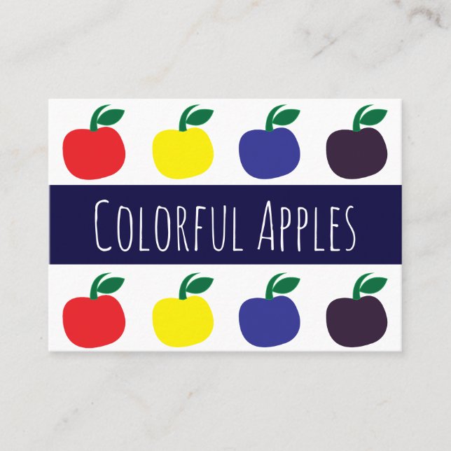Colourful Apples Fruits Teacher Educator Tutor Business Card (Front)