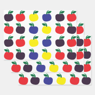 Colourful Apples Fruits Wrapping Paper Sheet