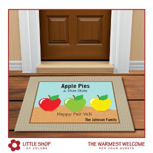 Colourful Apples Personalised Fall Doormat