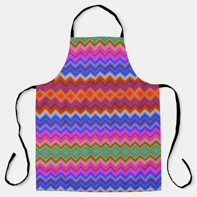Colourful apron featuring a vibrant zigzag pattern (Front)