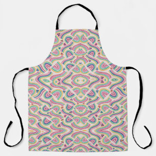 Colourful apron with intricate, swirling patterns 