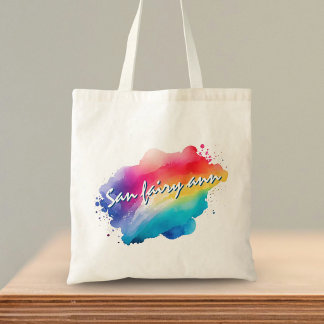 Colourful aquarel rainbow positive quote tote bag