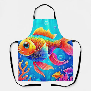 Colourful Aquarium Fish Art Apron