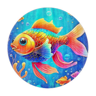 Colourful Aquarium Fish Art Cutting Board