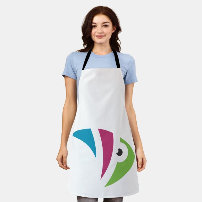 colourful aquarium fish illustration design apron (Worn)