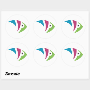 colourful aquarium fish illustration design classic round sticker