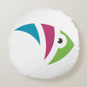 colourful aquarium fish illustration design round cushion