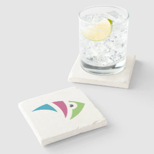 colourful aquarium fish illustration design stone coaster