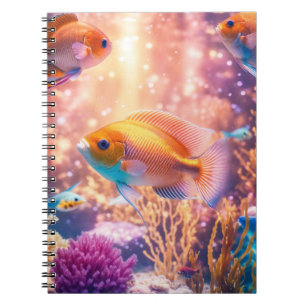 Colourful Aquarium in Bright & Shiny Pastel Rose Notebook