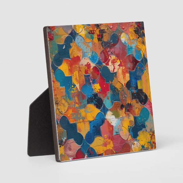 Colourful Arabesque Abstract – Geometric Decorativ Plaque (Front)