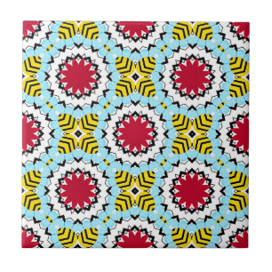 Colourful Arabesque Kaleidoscopic Geometric Patter Ceramic Tile