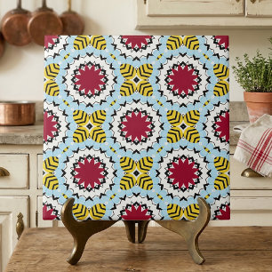 Colourful Arabesque Kaleidoscopic Geometric Patter Ceramic Tile