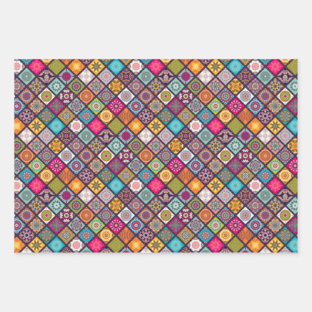 Colourful Arabian mandala lantern exotic design Wrapping Paper Sheet (Front)