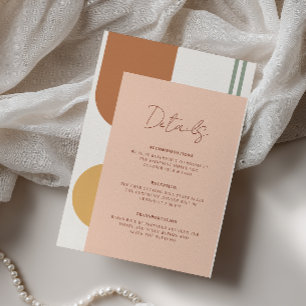 Colourful Arches Coral Pink Boho Wedding Details Enclosure Card