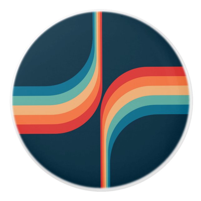 Colourful arches in retro style ceramic knob (Front)