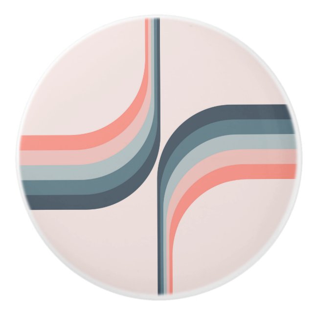 Colourful arches in retro style ceramic knob (Front)