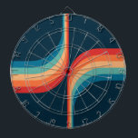 Colourful arches in retro style dartboard<br><div class="desc">Retro style double arches geometrical pattern illustration with  turquoise,  blue,  red and beige stripes decoration on dark blue background.</div>