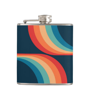 Colourful arches in retro style hip flask