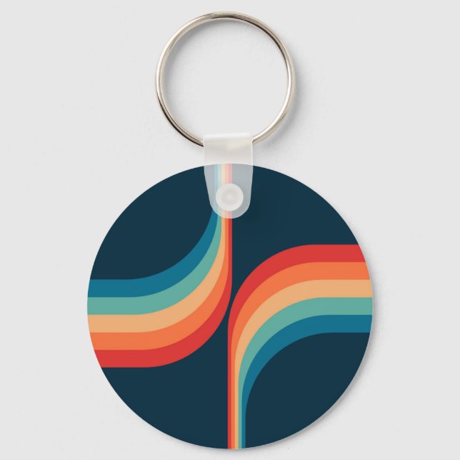 Colourful arches in retro style key ring (Front)